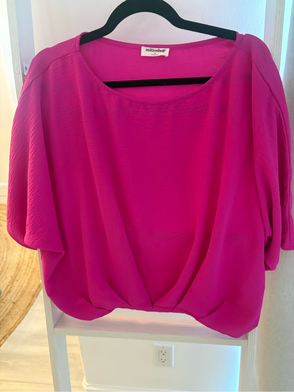 mittoshop Vibrant Fuchsia Draped Dolman Blouse